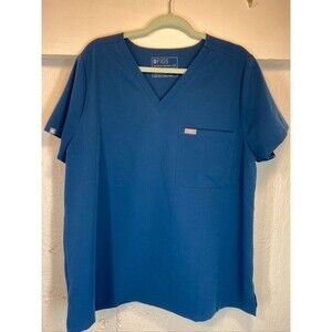 FIGS WOMENS XXL BLUE MEDICAL SCRUBS TOP VNECK SHORT SLEEVE 1320